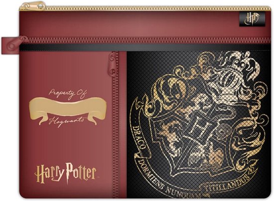 Harry Potter - Pochette d'étude multi-poche personnalisable avec le blason de Poudlard