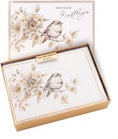 Kerstkaarten set Roodborstje in goud - 16 luxe kerstkaarten met enveloppen - 1 design - 17x12 cm - Art Group