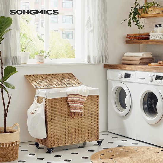 MIRA Home - Panier à Linge - Rangement à Linge - Naturel - Osier - 140L