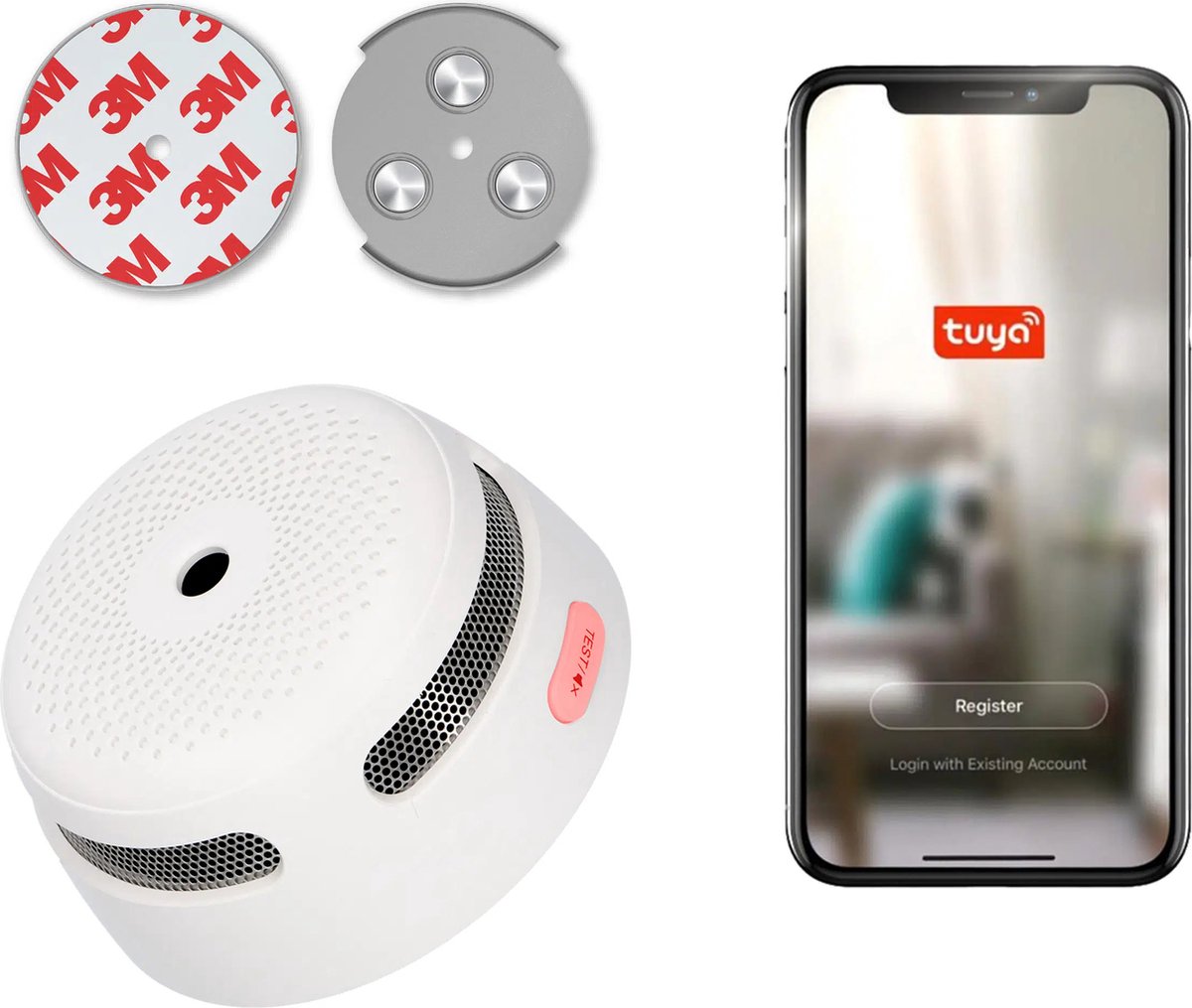 X-Sense XS01-WT Slimme rookmelder met wifi - Met magneet montage - Tuya Smart Home - Voldoet aan Europese norm - Brandalarm zonder boren