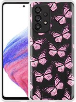 Hoesje Geschikt voor Samsung Galaxy A53 Roze Vlinders