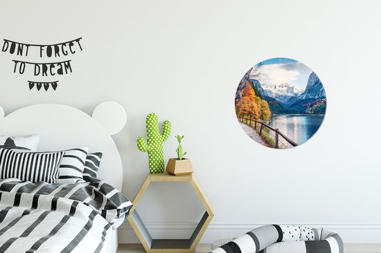 WallCircle - Cercle mural - Cercle mural - Montagnes - Lac - Chemin - Nature - Water - Aluminium - Dibond - 30x30 cm - Intérieur et Extérieur