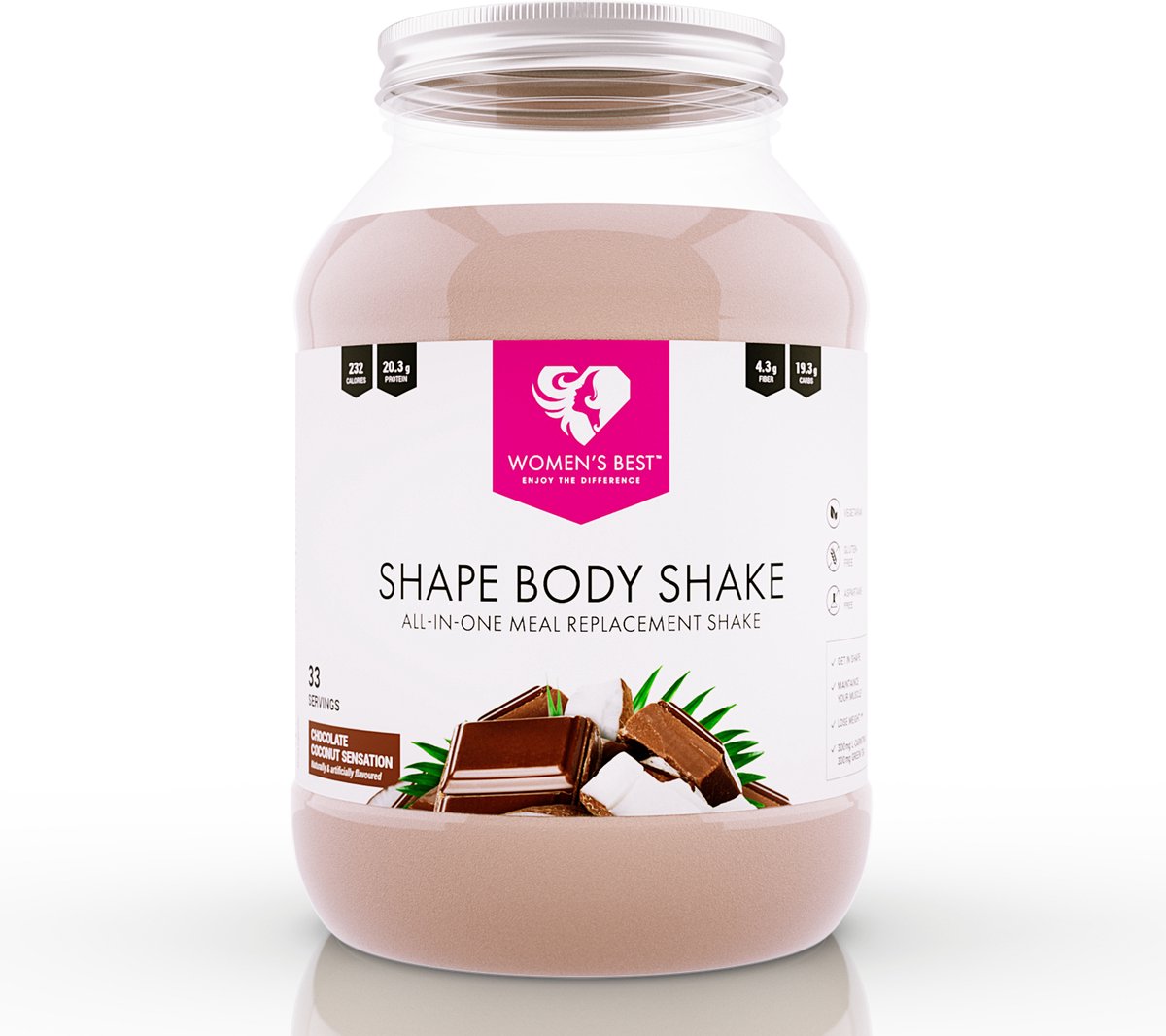 Womens Best Shape Body Shake - Eiwitshake - Chocolade Kokos - 1000 gram (33 shakes)