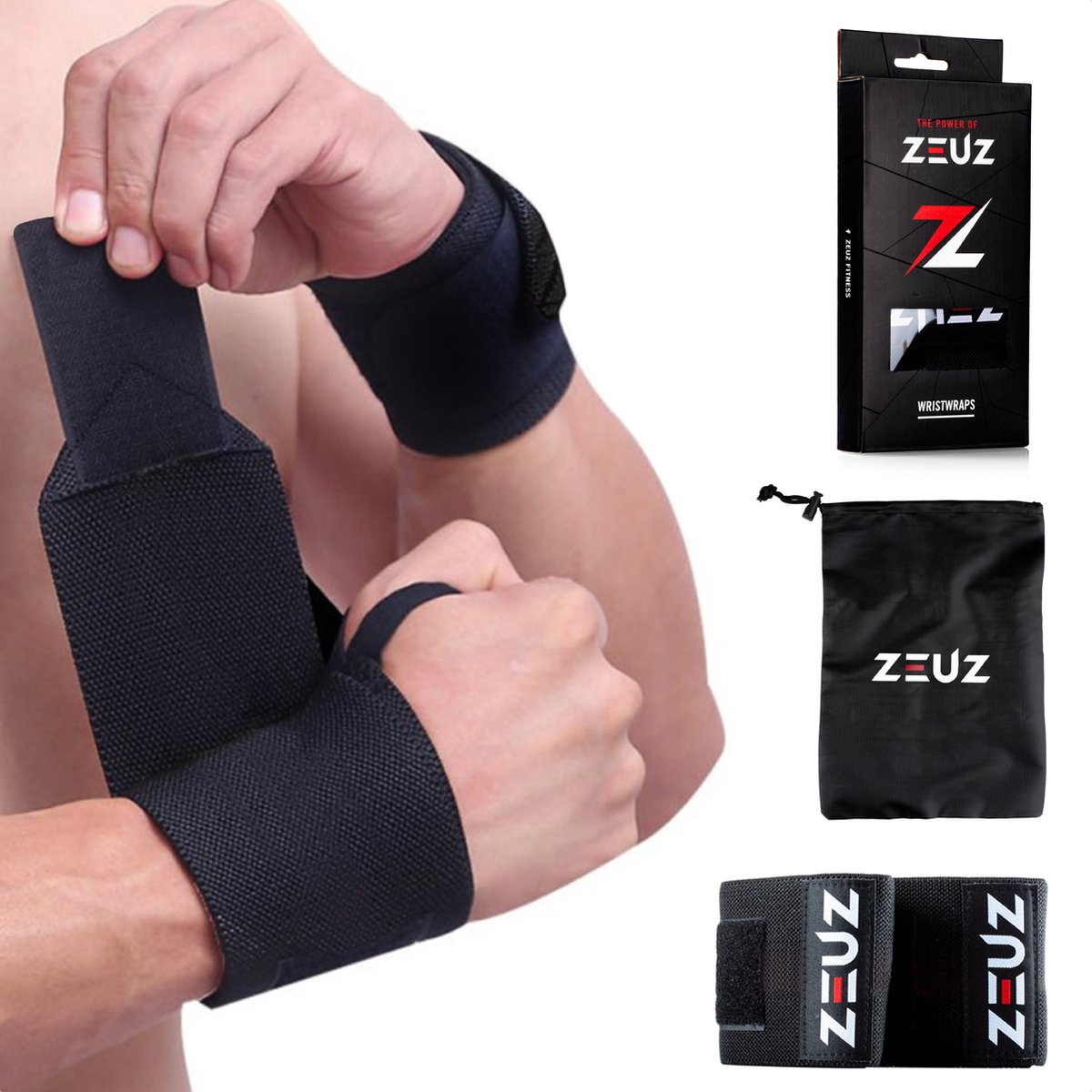 rijk Struikelen Onbevredigend ZEUZ® 2x Fitness & CrossFit Polsband - Wrist wraps – Krachttraining –  Polsbrace – Zwart | bol.com