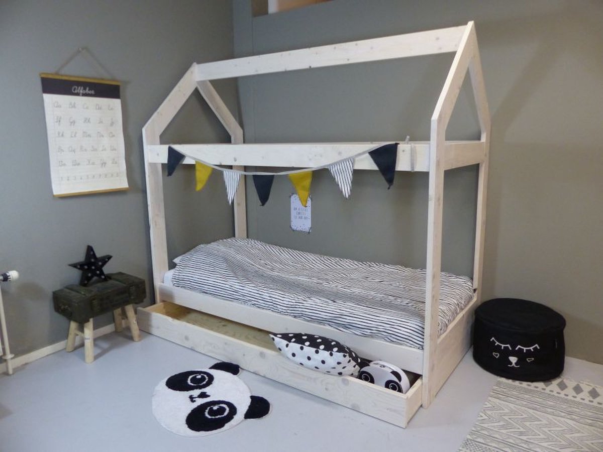Rockwood® Montessori Huisjesbed Bedhuisje Lief White inclusief montage met lattenbodem, opberg/slaaplade en lade matras