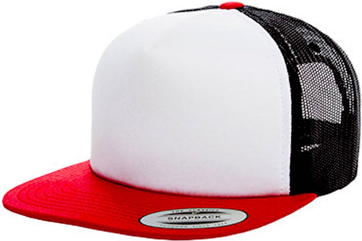 Flexfit 'Foam Trucker White Front Cap' Rood/Wit/Zwart