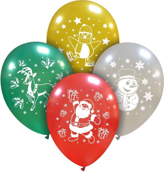 Merry Crhistmas Friends / kerstmis ballonnen, 6 stuks, heliumballonnen, assorti, 30 cm