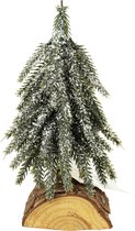 Kerstboompje op houtblok bedekt met sneeuw - 23 CM – Mini Kerstboom zonder verlichting - Kerst - Decoratie