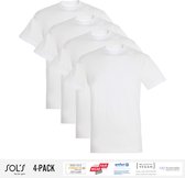 4 Pack Sol's Heren T-Shirt 100% biologisch katoen Ronde hals wit Maat 3XL