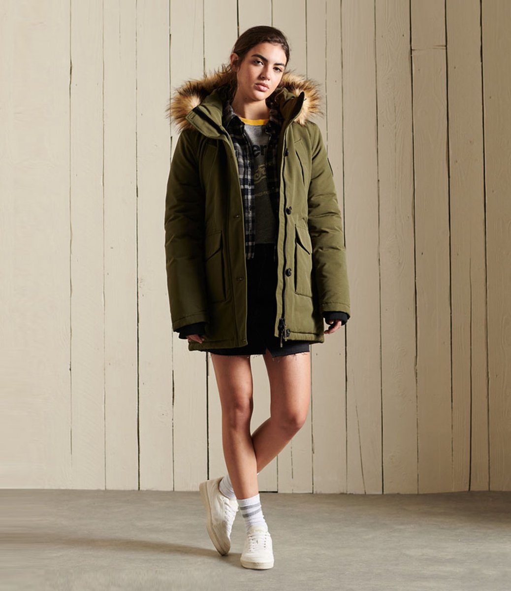 Superdry Everest Parka Dames Jas Olijf