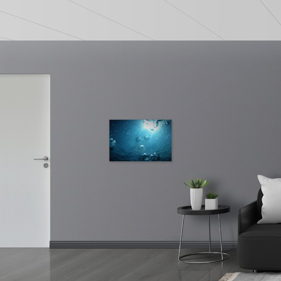 WallClassics - Poster Glossy - Bulles d'Air Sous Water - 75x50 cm Photo sur Papier Poster avec Finition Brillante
