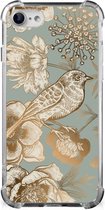 Coque adaptée pour iPhone SE 2022/2020 | Fleurs d'oiseaux Vintage pour iPhone 8/7