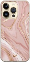 Hoesje geschikt voor Apple iPhone 14 Pro - Rose Marble - Marmer - Roze - Apple Soft Case Telefoonhoesje - TPU Back Cover - Casevibes
