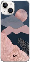 Hoesje geschikt voor Apple iPhone 14 - Landscape Rosegold - Landschap - Roze - Apple Soft Case Telefoonhoesje - TPU Back Cover - Casevibes