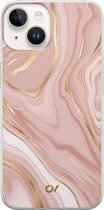 Hoesje geschikt voor Apple iPhone 14 - Rose Marble - Marmer - Roze - Apple Soft Case Telefoonhoesje - TPU Back Cover - Casevibes