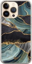 Hoesje geschikt voor Apple iPhone 13 Pro - Marble Jade Stone - Marmer - Multi - Apple Soft Case Telefoonhoesje - TPU Back Cover - Casevibes