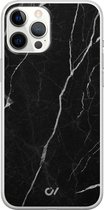 Hoesje geschikt voor Apple iPhone 12 Pro Max - Marble Noir - Marmer - Zwart - Apple Soft Case Telefoonhoesje - TPU Back Cover - Casevibes