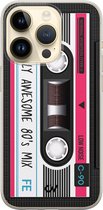 Hoesje geschikt voor Apple iPhone 14 Pro - Cassette - Print - Zwart - Apple Soft Case Telefoonhoesje - TPU Back Cover - Casevibes