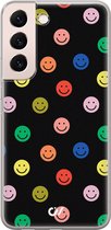Hoesje geschikt voor Samsung Galaxy S22 - Retro Smileys - Emoji - Zwart - Soft Case Telefoonhoesje - TPU Back Cover - Casevibes