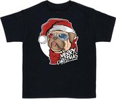 X-mas Hond - T-shirt - Zwart - Kind - 158-164