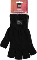 Apollo vingerloze thermo handschoenen/mofjes - zwart - volwassenen - Warme gebreide handschoenen - vingerloos/zonder vingers XXL