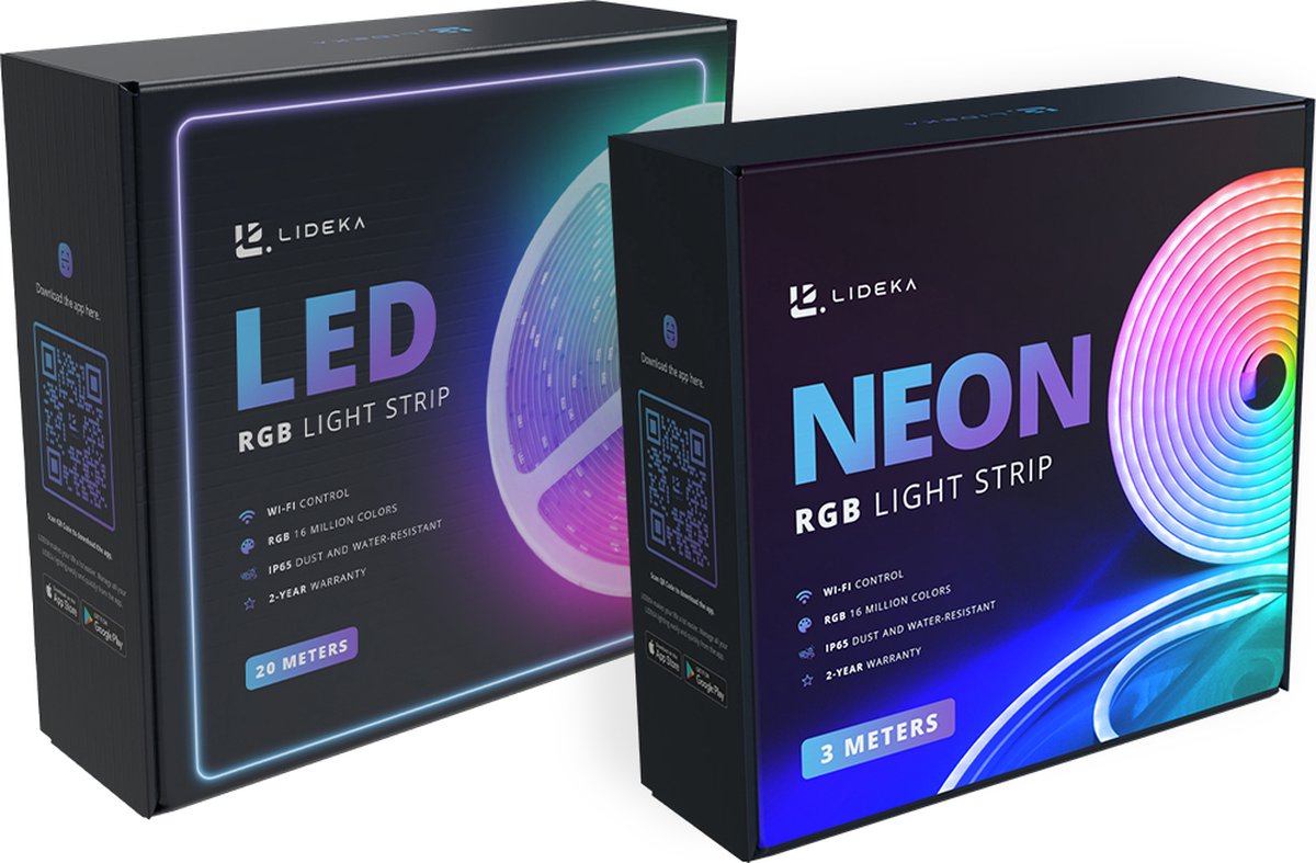 Lideka® - NEON RGB LED Strip 3 Meter + RGB LED Strip 20 Meter - IP68 Voor  Buiten -... | bol.com