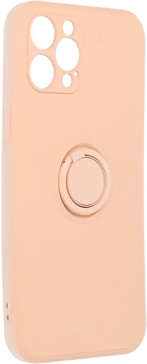 Roar Amber Siliconen Back Cover hoesje met Ring iPhone 12 Pro Max - Roze