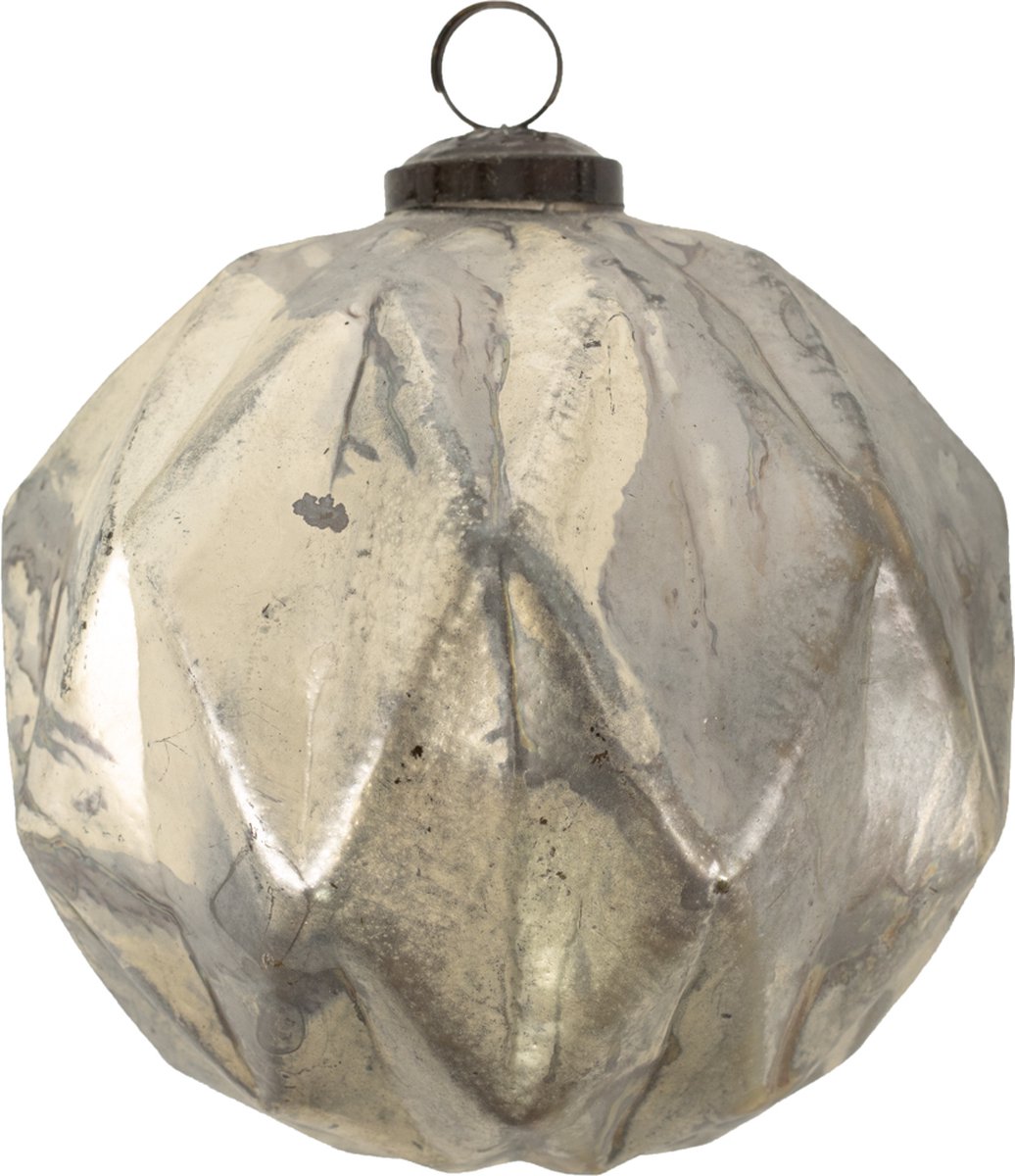 Glazen kerstbal vintage cream - kerstornament - kerstversiering vintage - glazen kerstdecoratie