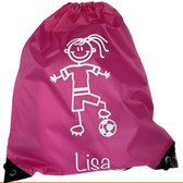 Sac de football - sac à dos - rose - avec image et naam - 36 cm x 41 cm