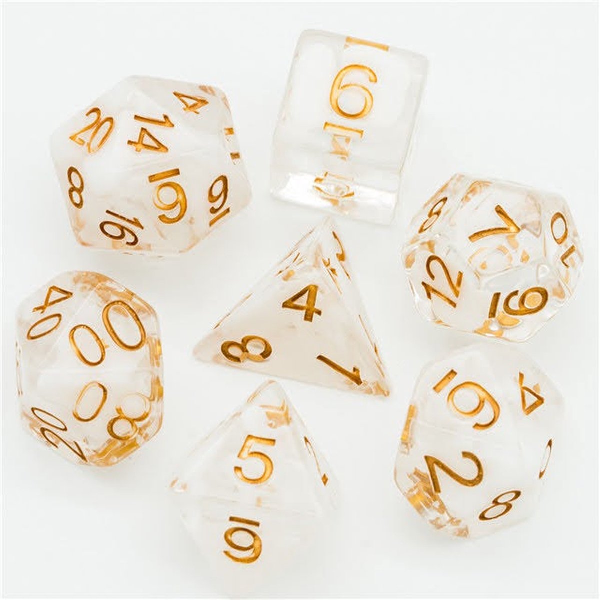 Lapi Toys - Dungeons and Dragons dobbelstenen - D&D dobbelstenen - D&D polydice - 1 set (7 stuks) - Wit - Transparant
