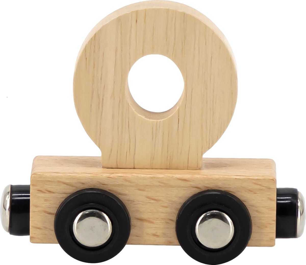 Tryco Houten Naturel Lettertrein Letter O - Letterwagon voor Woorden en Naamtreinen - Stimuleert Creativiteit en Motoriek - Vanaf 3 Jaar