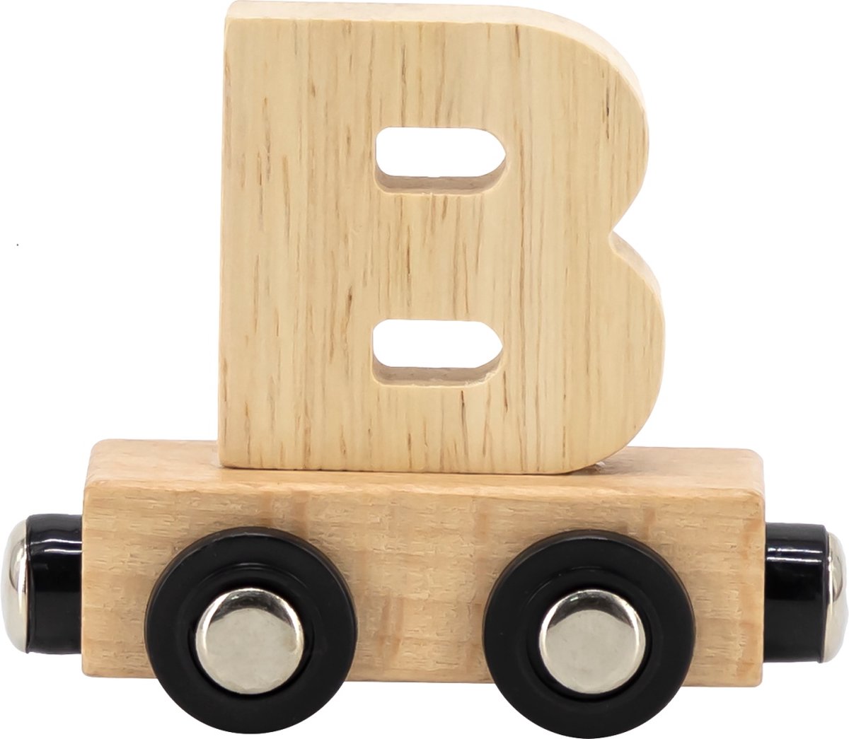 Tryco Houten Naturel Lettertrein Letter B - Letterwagon voor Woorden en Naamtreinen - Stimuleert Creativiteit en Motoriek - Vanaf 3 Jaar