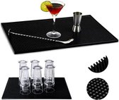 Multifunctionele Afdruipmat - Vaat Afwas Droogmat - Horeca Barmat Biermat - Camper / Camping Vaatwas Aanrecht Mat - Zwart - Antislip - Rubber - 30x45cm