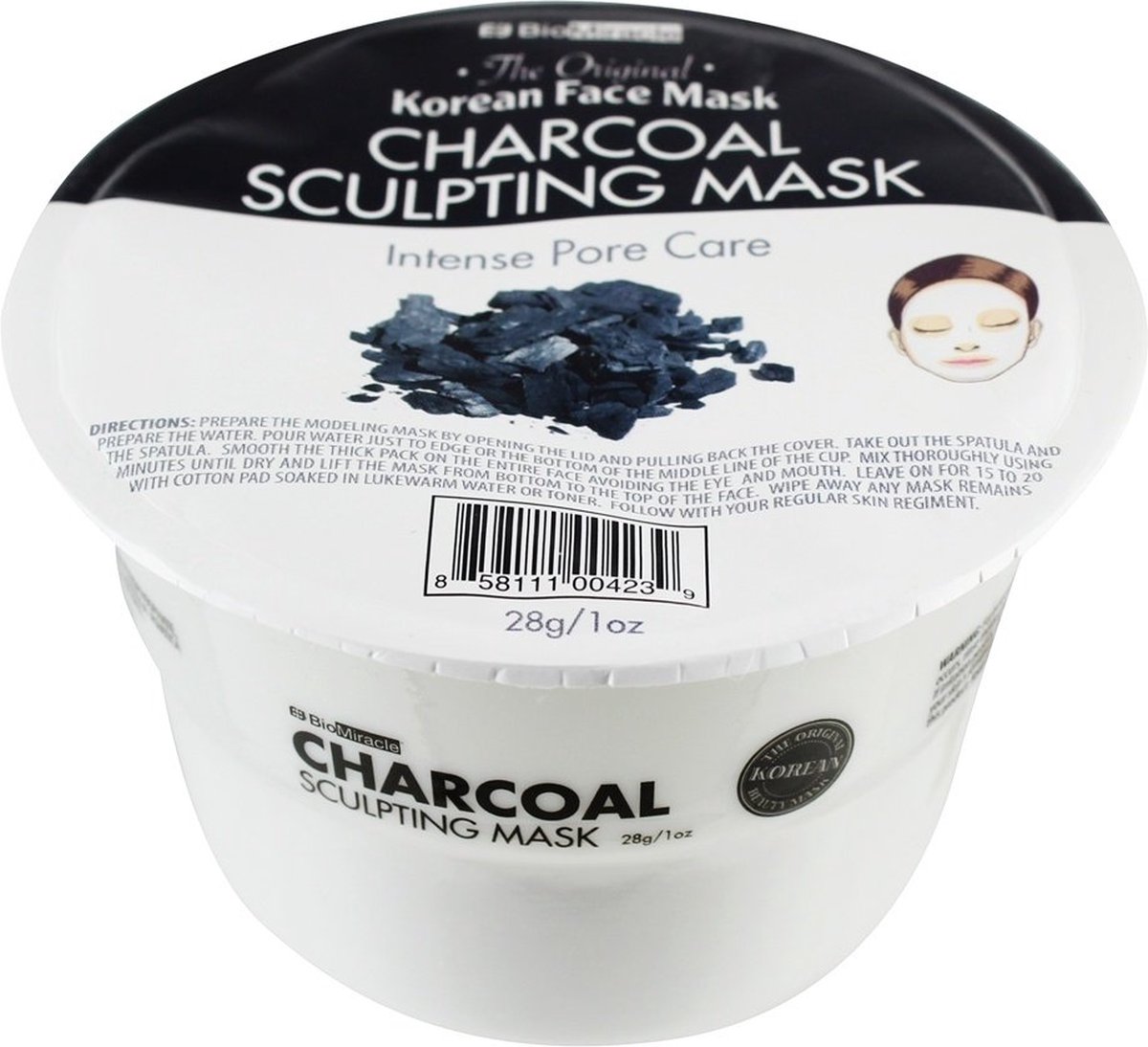 Gezichtsmasker - BioMiracle - Houtskool Sculpting Face Mask - Origineel Koreaanse Gezichtsmasker - Intensieve Poriën Verzorging - Poeder