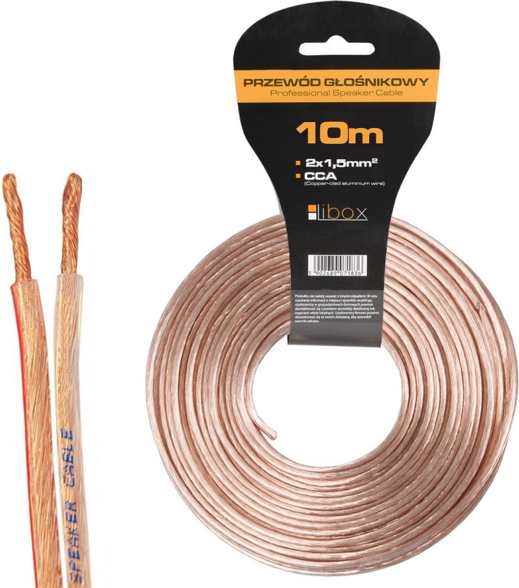 Libox Kabel głośnikowy 2x1,50mm LB0008-10 audio kabel 10 m Transparant
