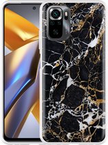 Coque Poco M5s Marbre Zwart Or - Conçu par Cazy