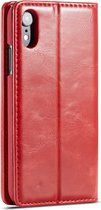Étui portefeuille en cuir artificiel Caseme porte-cartes pour iPhone XR - rouge