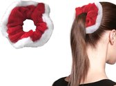 Peachy Kerst Scrunchie Elastische Christmas Haarband Haarversiering Armband - Rood en Wit