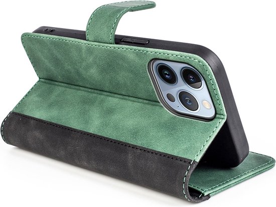 Étui en similicuir Peachy Bookcase Wallet pour iPhone 14 Pro Max - vert