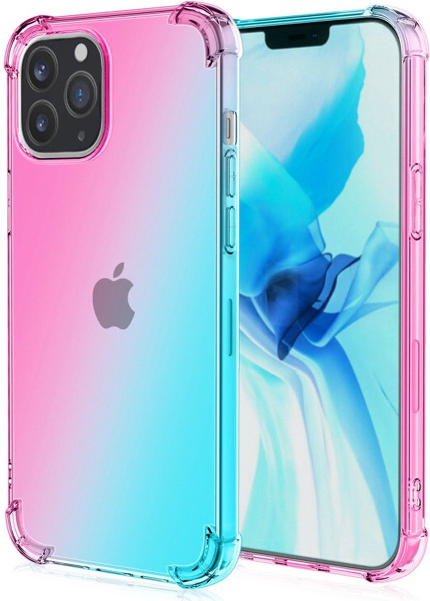 Peachy Gradient TPU hoesje geschikt voor iPhone 14 Pro - roze en groen