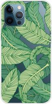 Peachy Tropical leaves TPU bananenbladeren hoesje voor iPhone 13 Pro - transparant en groen