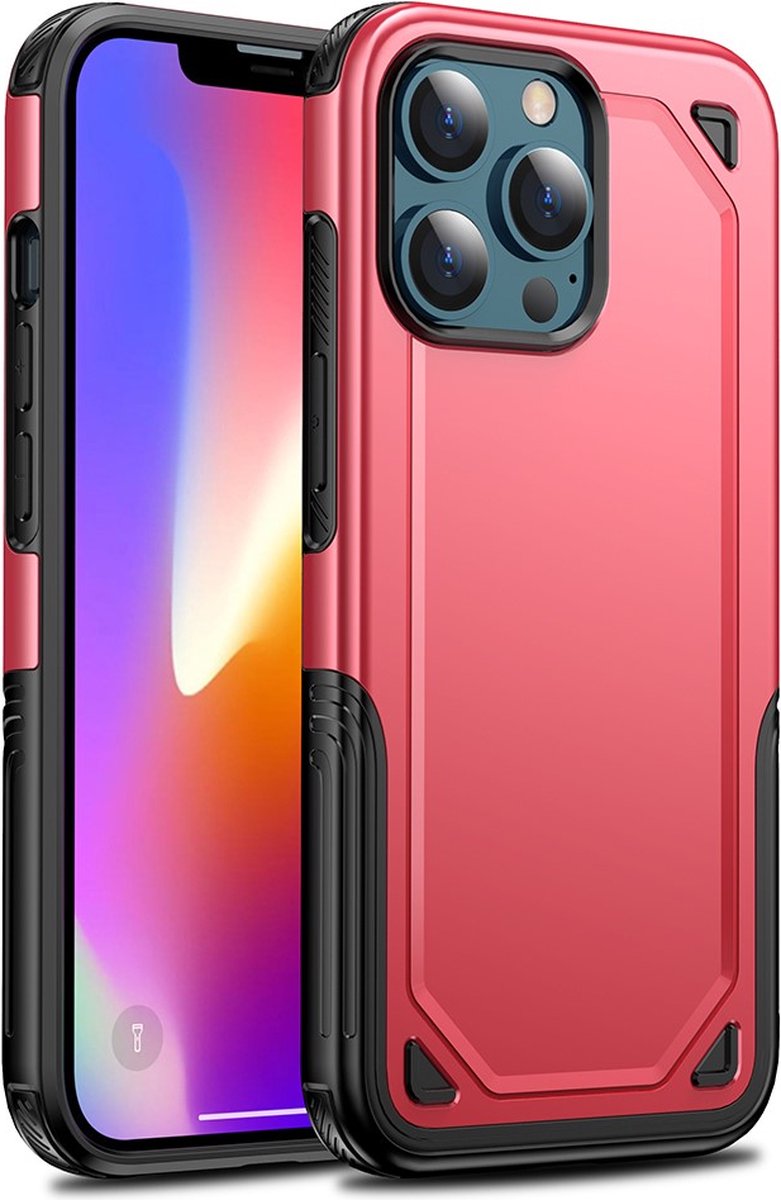 Peachy Pro Armor TPU met stevig hoesje geschikt voor iPhone 13 Pro - rood