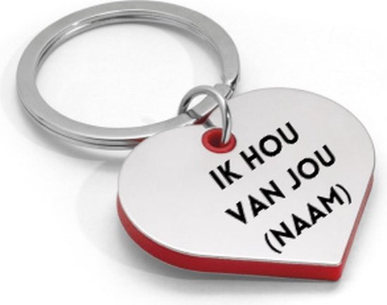 Gegraveerde sleutelhanger met naam ik hou van jou - Liefde - Cadeau