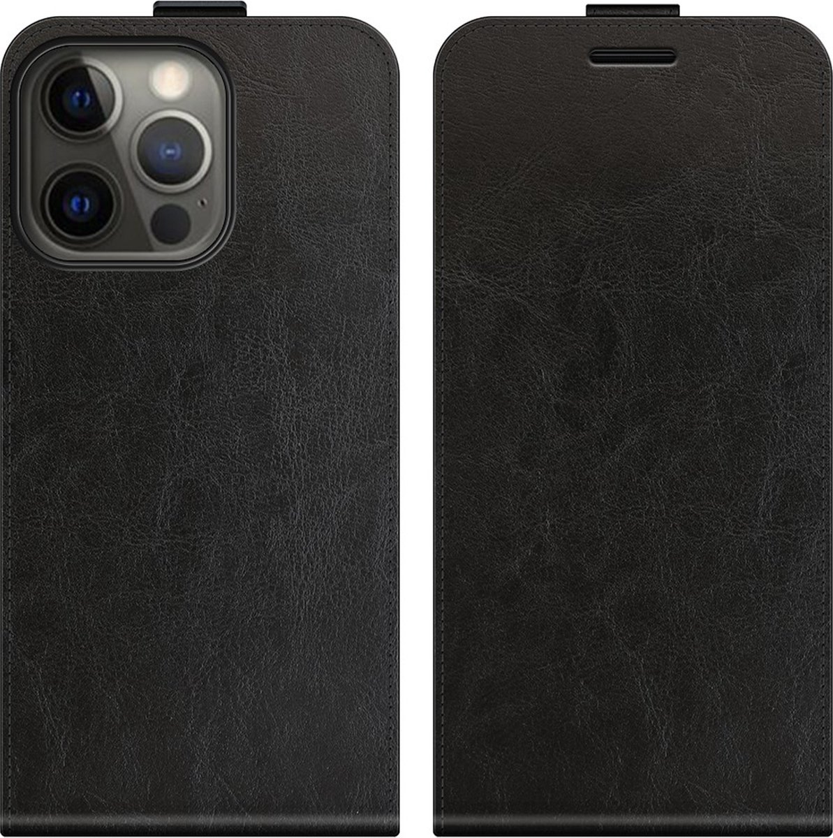 Just in Case hoesje geschikt voor iPhone 13 Pro - Flip Case met Pasjeshouder - Zwart
