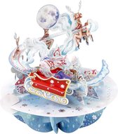 3D Pirouette Pop-up Kerst Wenskaart met envelop - Santa's Sleigh