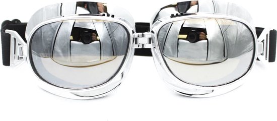 Chrome vliegeniersbril zilver reflectie glas