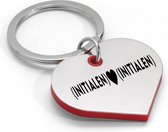 Gegraveerde sleutelhanger met naam initialen hart - Liefde - Cadeau voor hem en haar - Verjaardag - Valentijn - Gepersonaliseerd - 5 x 3 CM