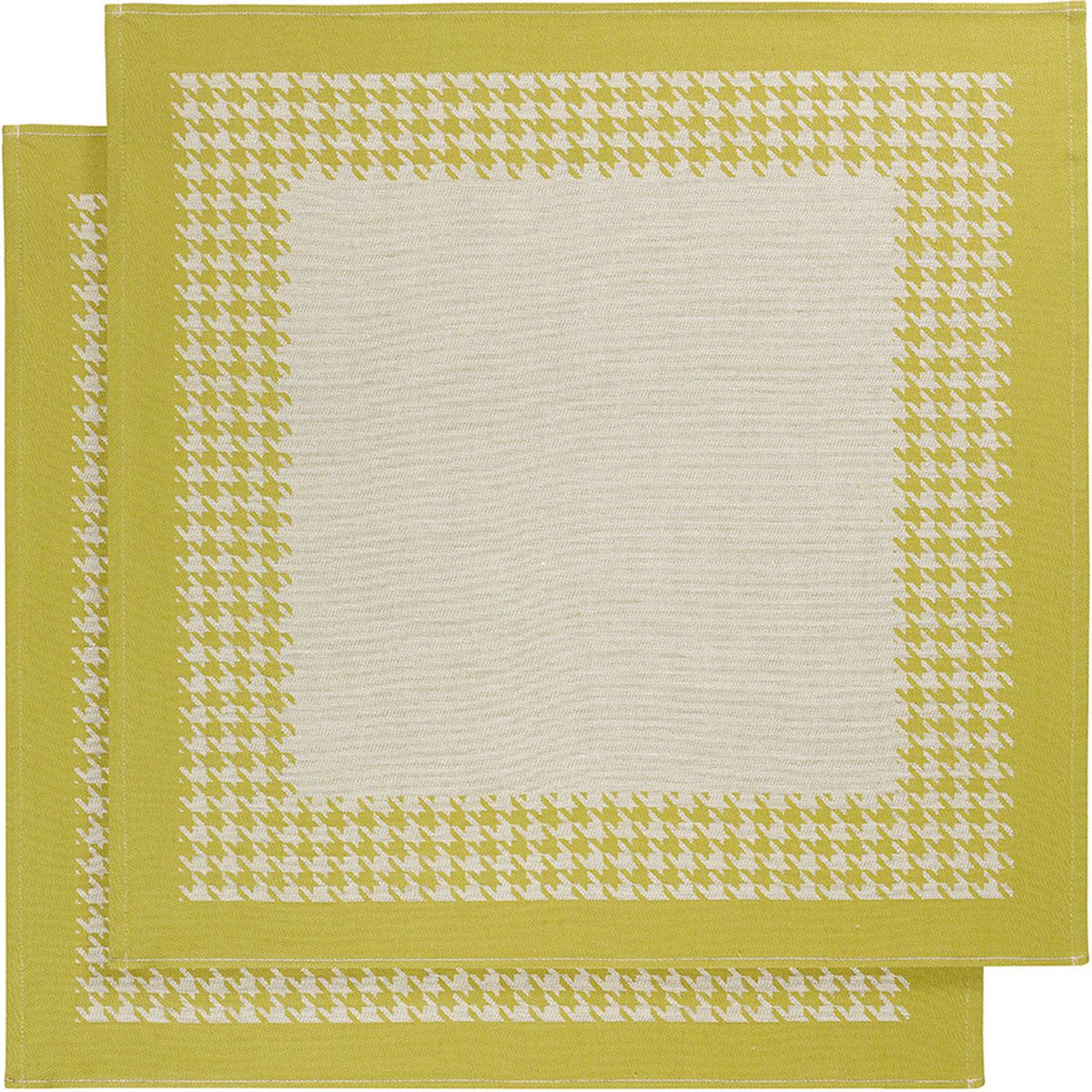 De Witte Lietaer Theedoek Pied de Poule, Geelgroen - 2 stuks - 65 x 65 cm - Katoen