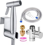 Bidet - Douchette/robinet - Pulvérisateur/pulvérisateur Water - Toilettes/salle de bain - Kit de montage - Tuyau 1,5M - Multifonctionnel - Acier inoxydable - Argent