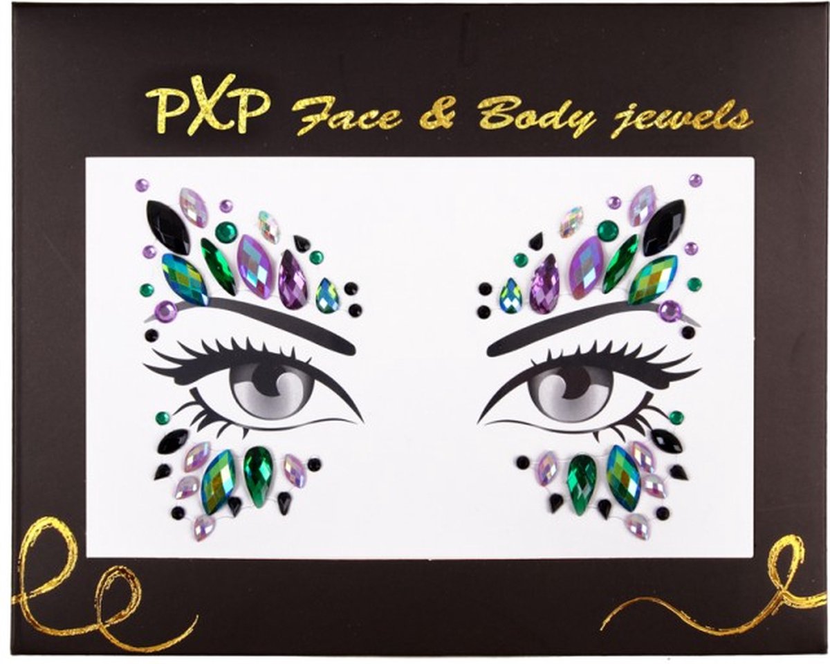 pXp Face & Body Jewels All-In-One Glitter Sticker Model Peacock